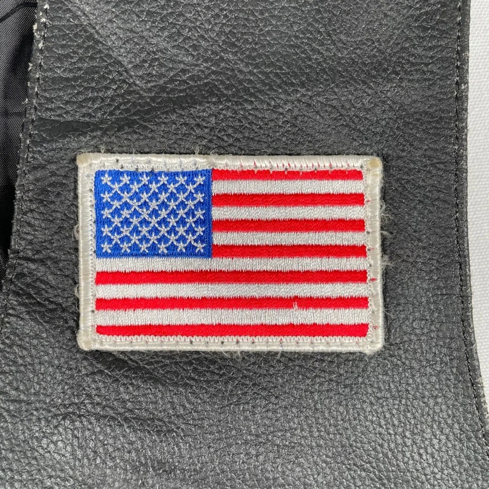 Highway Hawks Leather Biker Vest Patches American Flag Eagle 2XL - Picture 9 of 10
